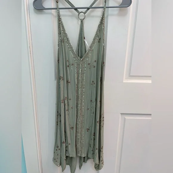 slim fit dress slacks Eugenie Cami Strap Embellished Sun Dress Sage– Selfie Leslie main image 0